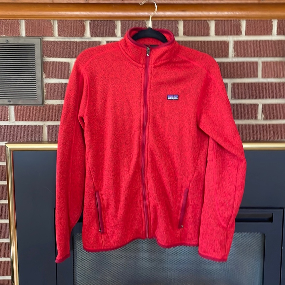 Patagonia zippered sweater jacket. Womens medium. Red.